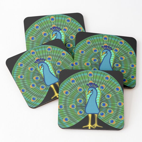 Item preview, Colored line art peacock designed and sold by greengoodnich.