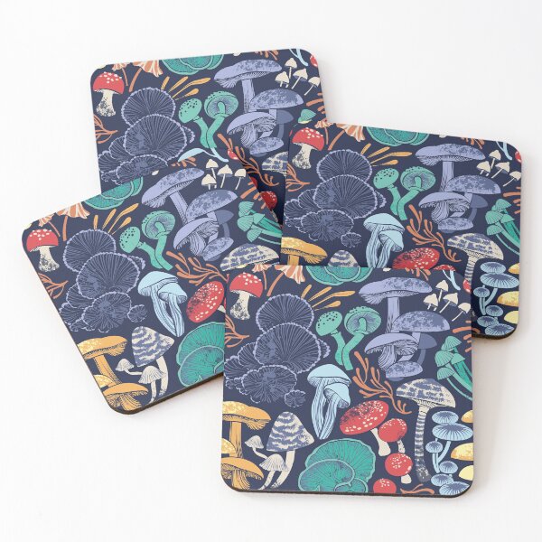 Item preview, Mystical fungi // midnight blue background multicoloured wild mushrooms designed and sold by SelmaCardoso.