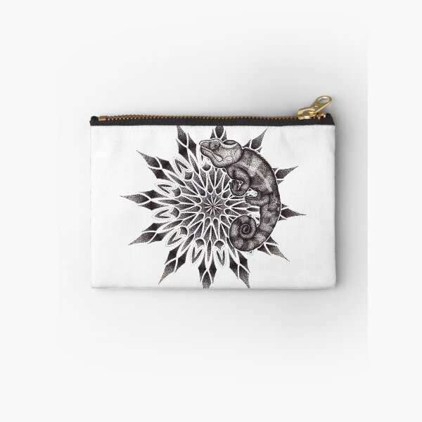 Item preview, Chameleon mandala in pen and ink dotwork designed and sold by René Voortwist Pen and Ink art.