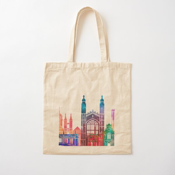 Cartel de acuarela de puntos de referencia de Cambridge Bolsa de algodón