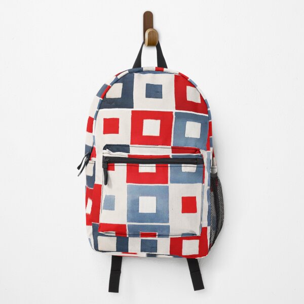 Item preview, RED BLUE WHITE SQUARES Abstract Geometric Composition designed and sold by BulganLumini.