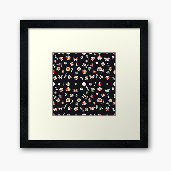 Jablicko srdicko / apples and hearts large pattern Framed Art Print