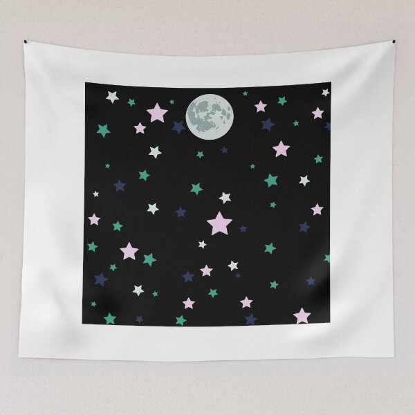 Item preview, moon and stars black pattern design designed and sold by Farage Art.