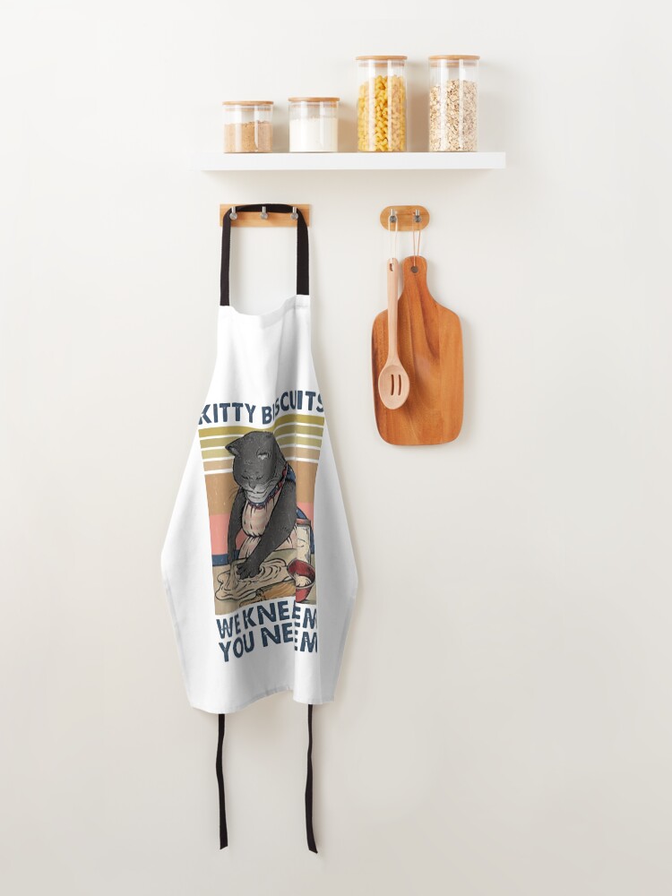 Alternate view of Kitty biscuits we knead em you need em funny gifts for cat lover Apron