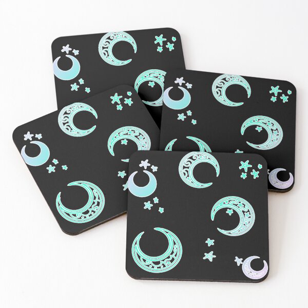 Item preview, Cresent moon pastel pattern stars Black Background designed and sold by melisssne.