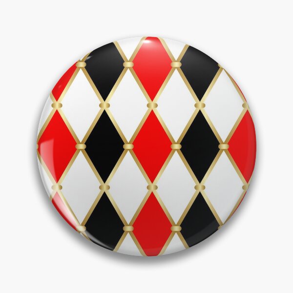 Item preview, Harlequin pattern of rhombuses. Red, White & Black diamonds in golden grid designed and sold by GalinaAlex.