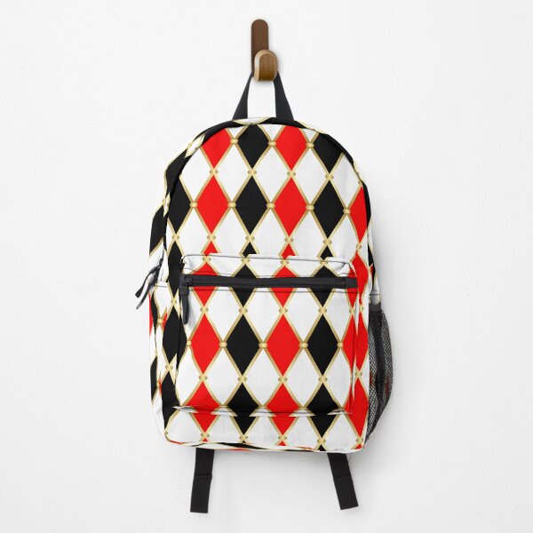 Item preview, Harlequin pattern of rhombuses. Red, White & Black diamonds in golden grid designed and sold by GalinaAlex.