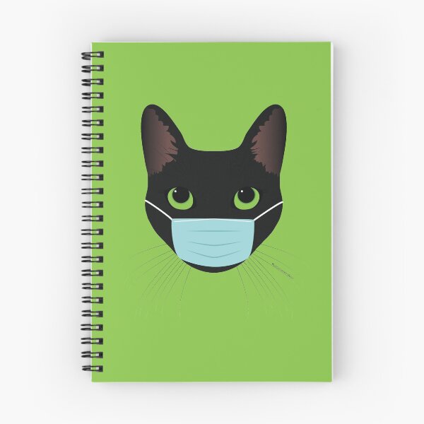 Item preview, black cat with face mask designed and sold by uncutcreations.