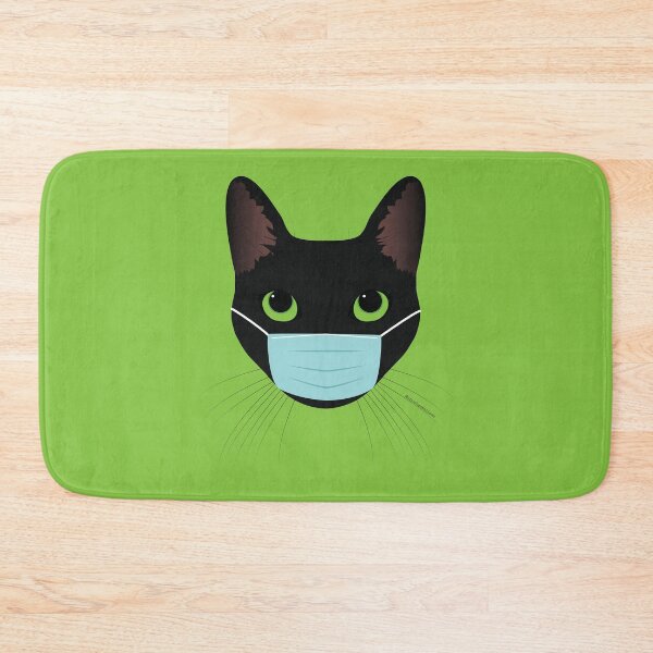 Item preview, black cat with face mask designed and sold by uncutcreations.