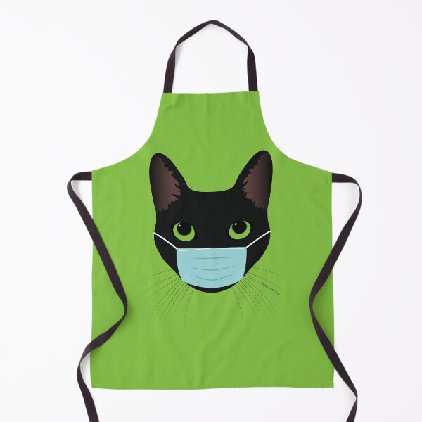 Item preview, black cat with face mask designed and sold by uncutcreations.