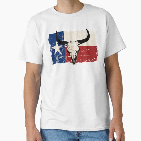 Vista previa del artículo con la obra «Bandera del cráneo del toro del estado de los EE. UU. Texas - apariencia vintage», diseñado y vendido por Port-Stevens.