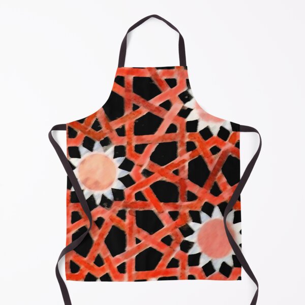 Item preview, RED SUN Turkish Abstract Geometric Motifs Hexagons in Black designed and sold by BulganLumini.