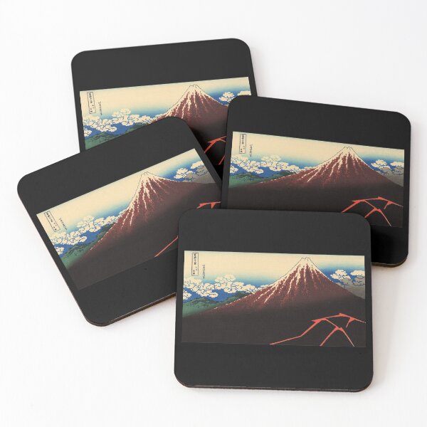HOKUSAI. Rainstorm beneath the Summit. 18, 263. c1821. Coasters (Set of 4)