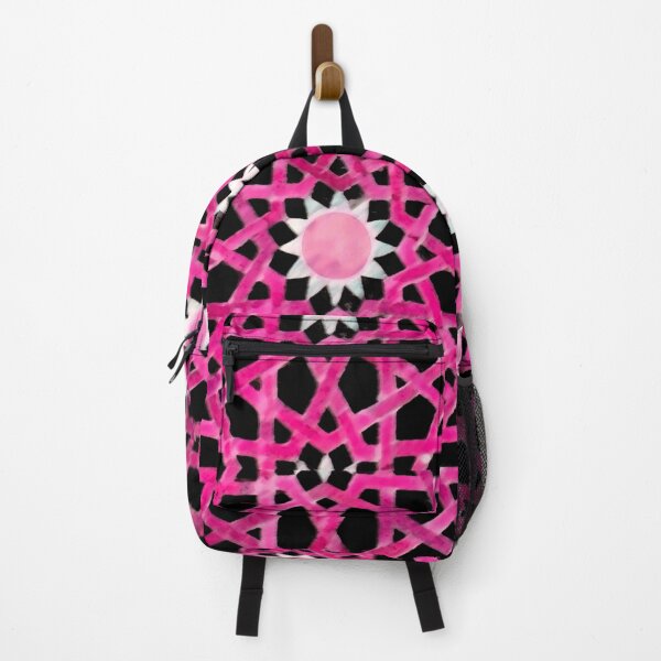 Item preview, PINK SUN Turkish Abstract Geometric Motifs Black Fuchsia Hexagons designed and sold by BulganLumini.