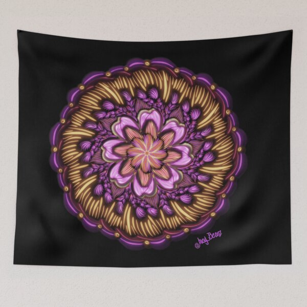 Item preview, Orange Raspberry-purple flowers take us for a golden spin at nightfall  designed and sold by busyBeanz.