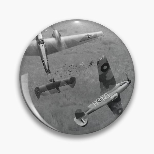 Item preview, Percy Burton Hurricane ramming Bf110, B&W version designed and sold by Flight Artworks.