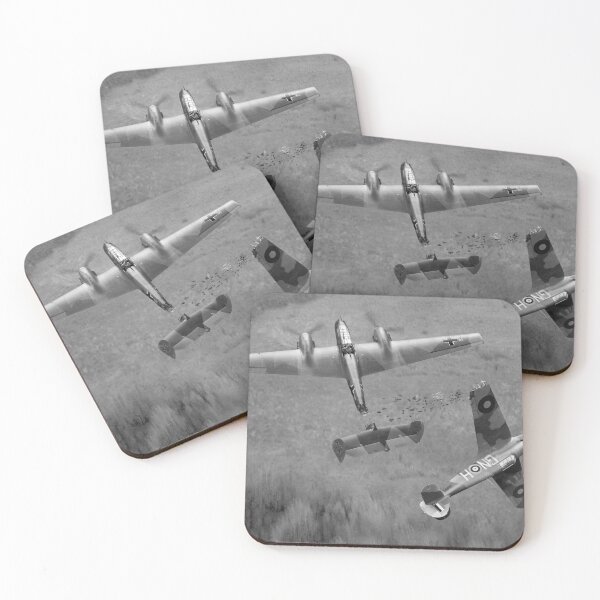 Item preview, Percy Burton Hurricane ramming Bf110, B&W version designed and sold by Flight Artworks.
