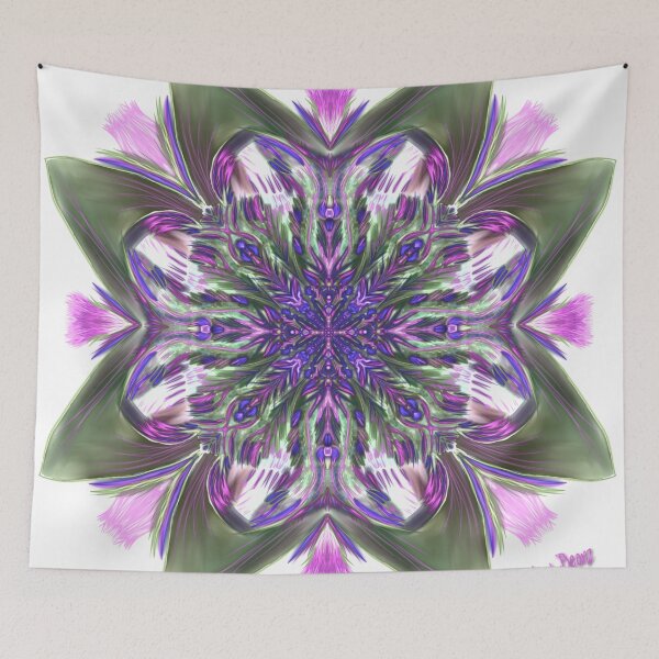 Item preview, This masculine green flower is softened with tribal purple designed and sold by busyBeanz.
