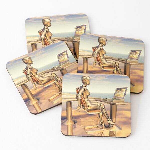 Item preview, Female robot with a laptop designed and sold by MIRO3D.