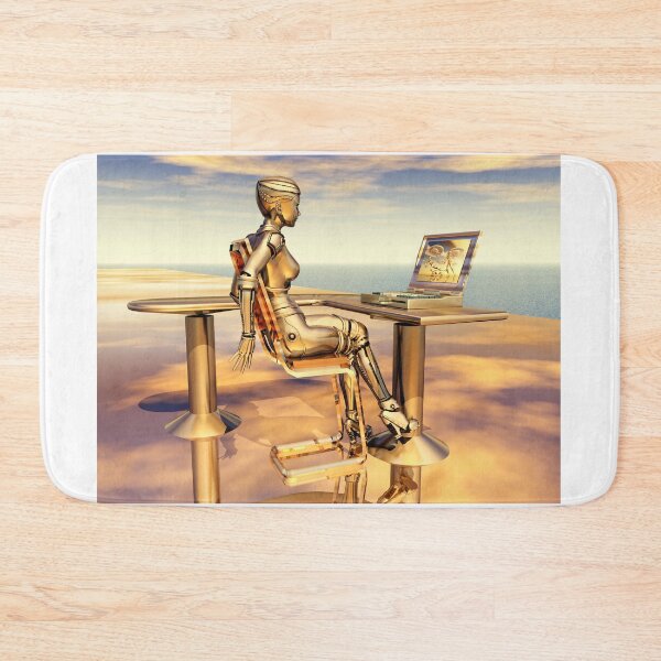 Item preview, Female robot with a laptop designed and sold by MIRO3D.