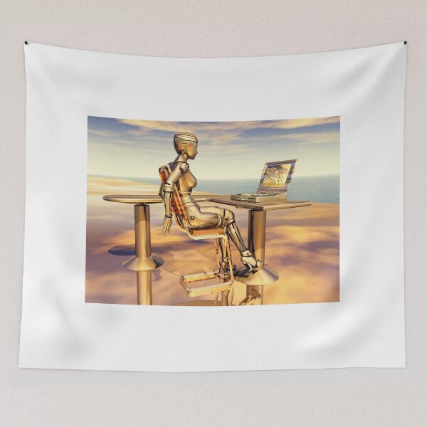 Item preview, Female robot with a laptop designed and sold by MIRO3D.