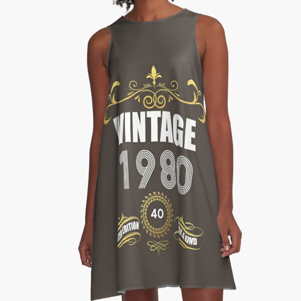 40th Birthday Gift Gold Vintage 1980 Aged Perfectly A-Line Dress