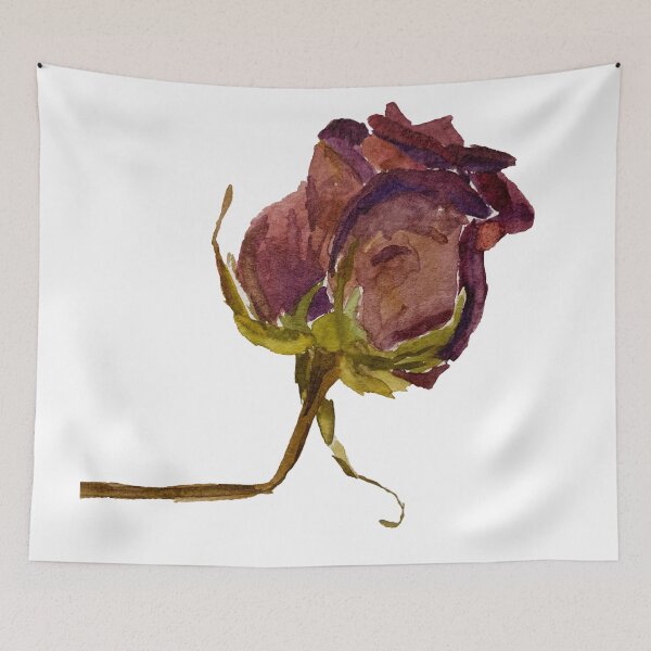 Item preview, Red dry watercolor rose illustration designed and sold by DaryaGeft.
