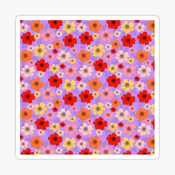 Flowers pattern Pink, orange, Yellow, Red, Lavender Sticker