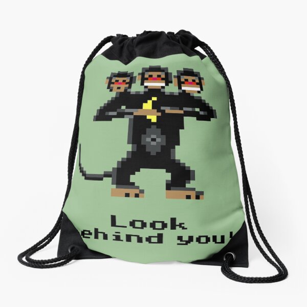 Three-Headed Monkey Drawstring Bag