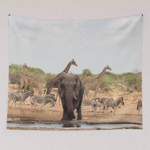 Item preview, Zebra giraffe and elephant at the waterhole designed and sold by HazelWright.
