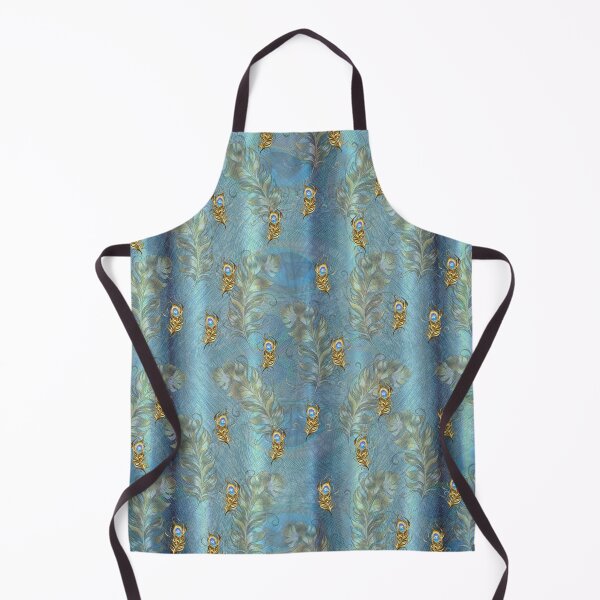 Item preview, Golden Peacock Leaves & Feathers on Silky blue-Green Repeat designed and sold by NadineMay.