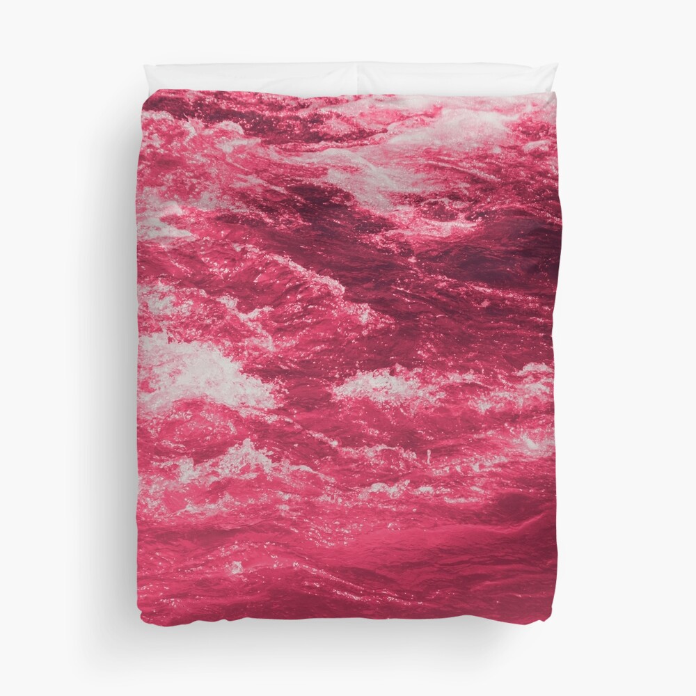 Pink Ocean Waves Duvet Cover