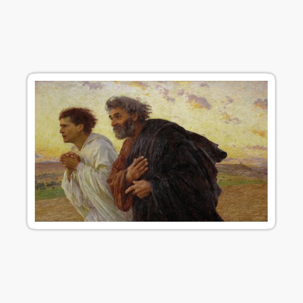 The Disciples Peter and John Running to the Tomb on the Morning of the Resurrection Sticker