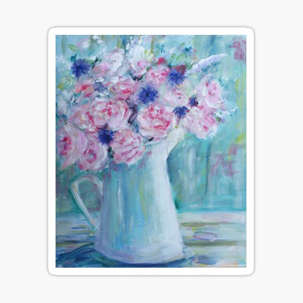 Item preview, Jug of roses Impressionist style print designed and sold by Lindseys-art.