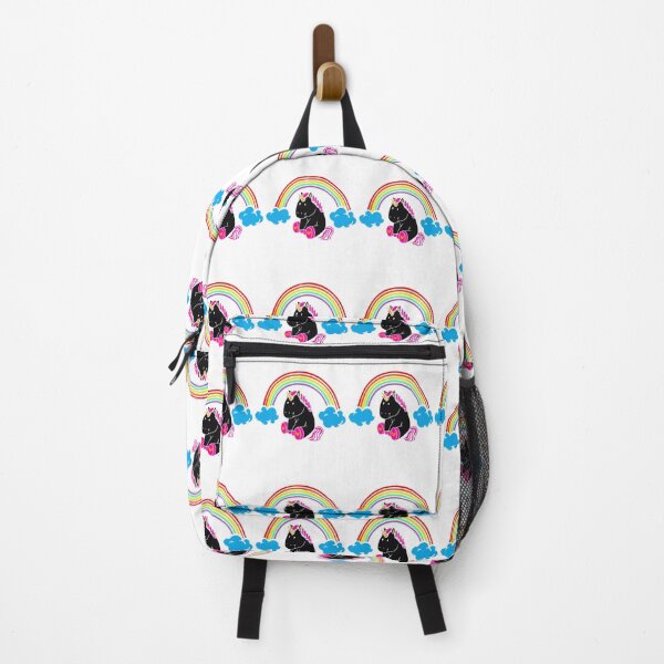 Item preview, Thick little cute black unicorn under the colorful rainbow designed and sold by tarek25.