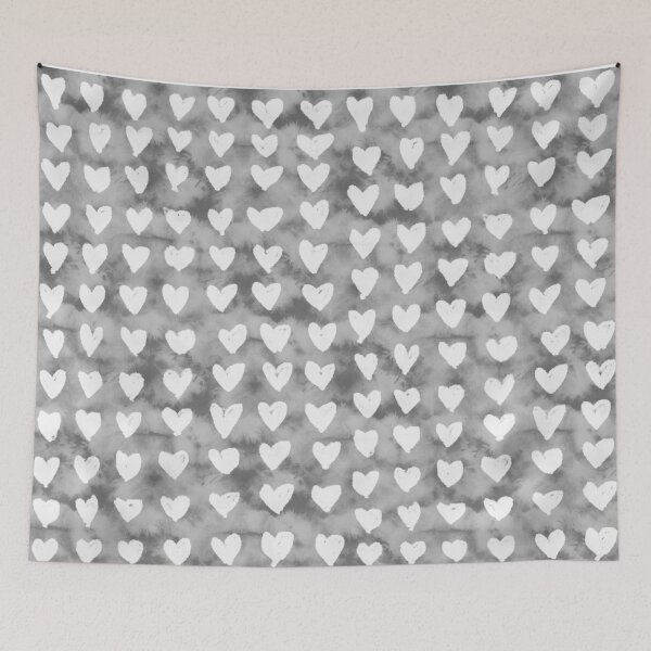 Item preview, White Watercolor Hearts with Black and White Tie Dye designed and sold by MarzStudio.