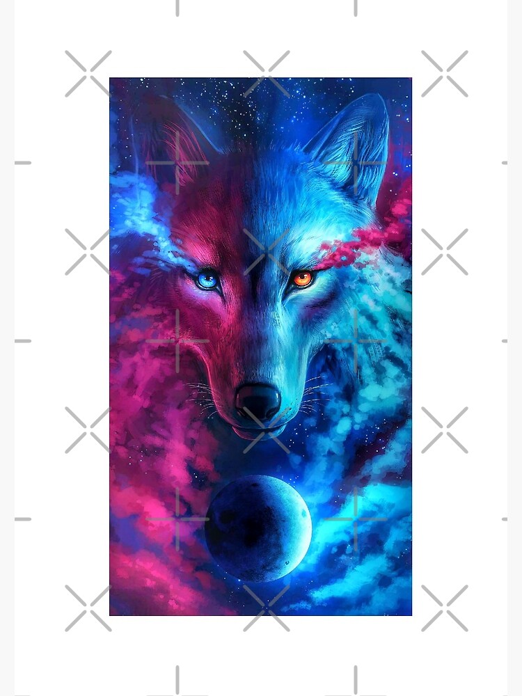 "Pink and Blue Wolf" Spiral Notebook for Sale by nzsimmer Redbubble