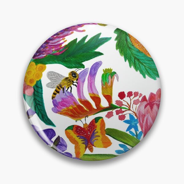 Item preview, Australian native flowers wreath with bees and butterflies designed and sold by Geebizart.