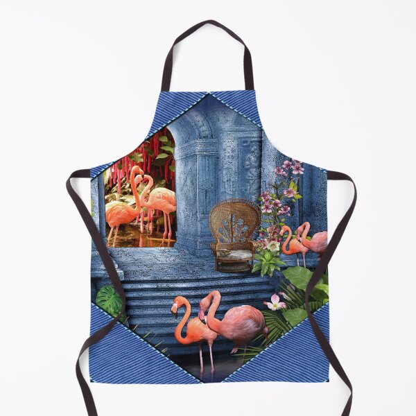 Item preview, Vintage Blue Marble Tropical flamingos designed and sold by NadineMay.