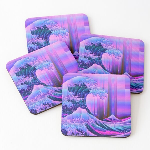 Item preview, Pink and purple glitched the great wave designed and sold by Faeblehoarder.