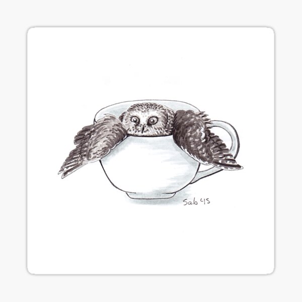 Little Owl in Mug Sticker