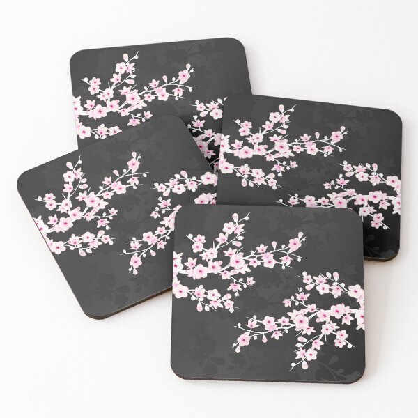 Item preview, Floral Cherry Blossom Pink Black designed and sold by Nina Baydur.