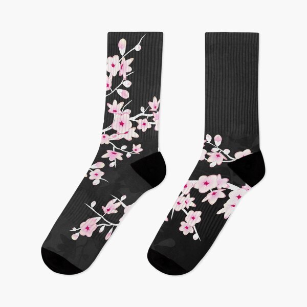 Item preview, Floral Cherry Blossom Pink Black designed and sold by Nina Baydur.