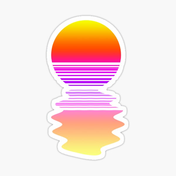 Synthwave Vaporwave Sun Sticker By Lucasadovale Redbubble