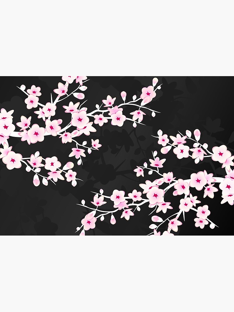 Pink Black Cherry Blossom Tote Bag by Nina Baydur