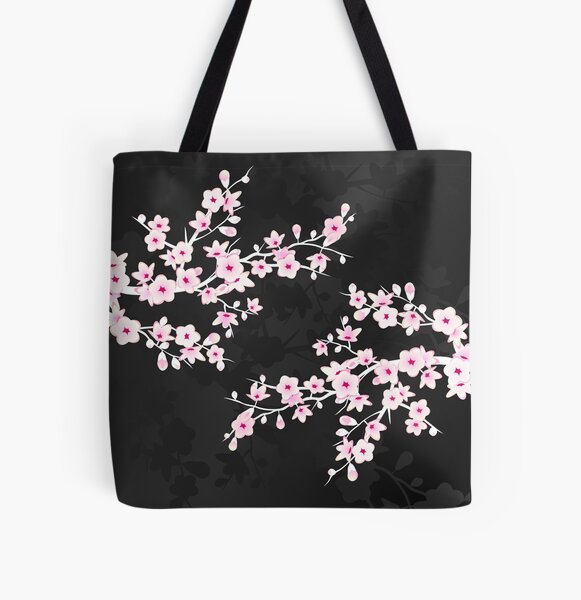 Cherry Blossom Tote Bag Black