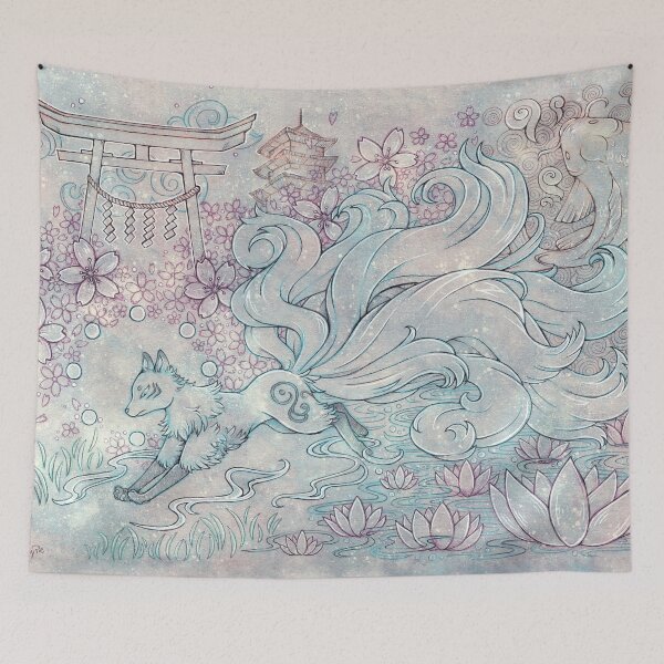 Item preview, Kitsune Fox with Shinto Shrine designed and sold by YumePeachyPie.