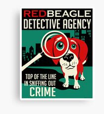 Red Beagle Detective Agency Retro Poster- original art Canvas Print