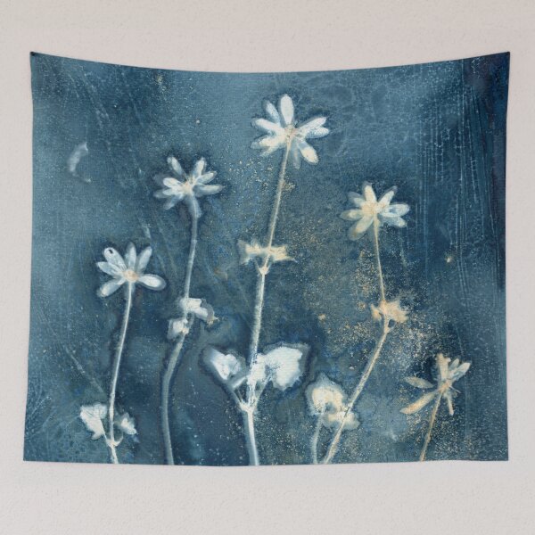 Item preview, Lesser Celandine wet cyanotype botanical print designed and sold by Jeni Harney.