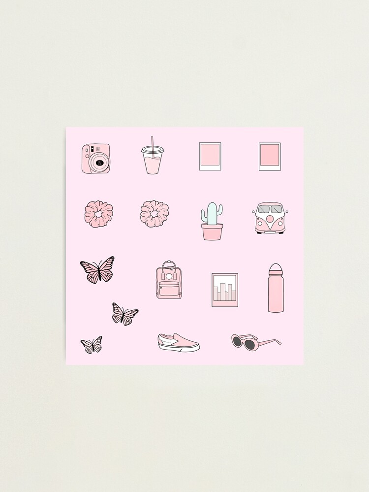 vsco and aesthetic pink sticker pack photographic print by pastel paletted redbubble